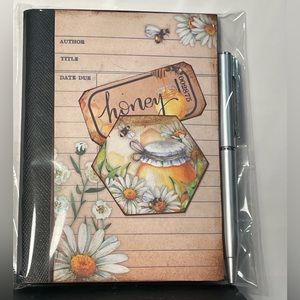 Mini Composition Notebook embellished in Honeybee theme card-stock. silver pen